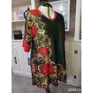 NWT XL Lily By Firmiana Floral Casual Classic Regular Fit Women Black Dress